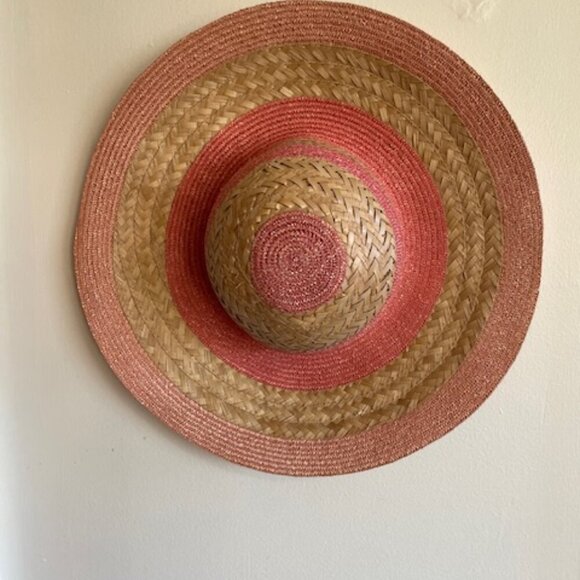 FRANCESCO BING Woven Straw Pink Tan Italian Hat Vintage main image 5